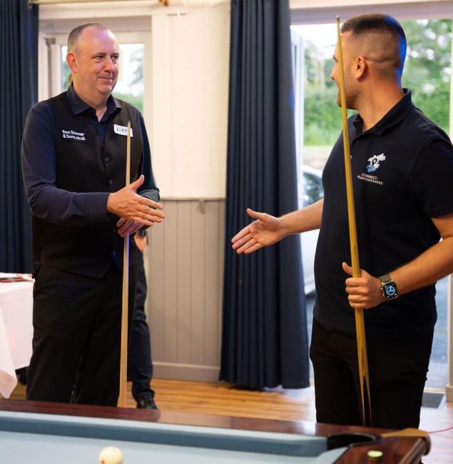 Ex-World champion Mark Williams and Dan Metcalf play snooker together